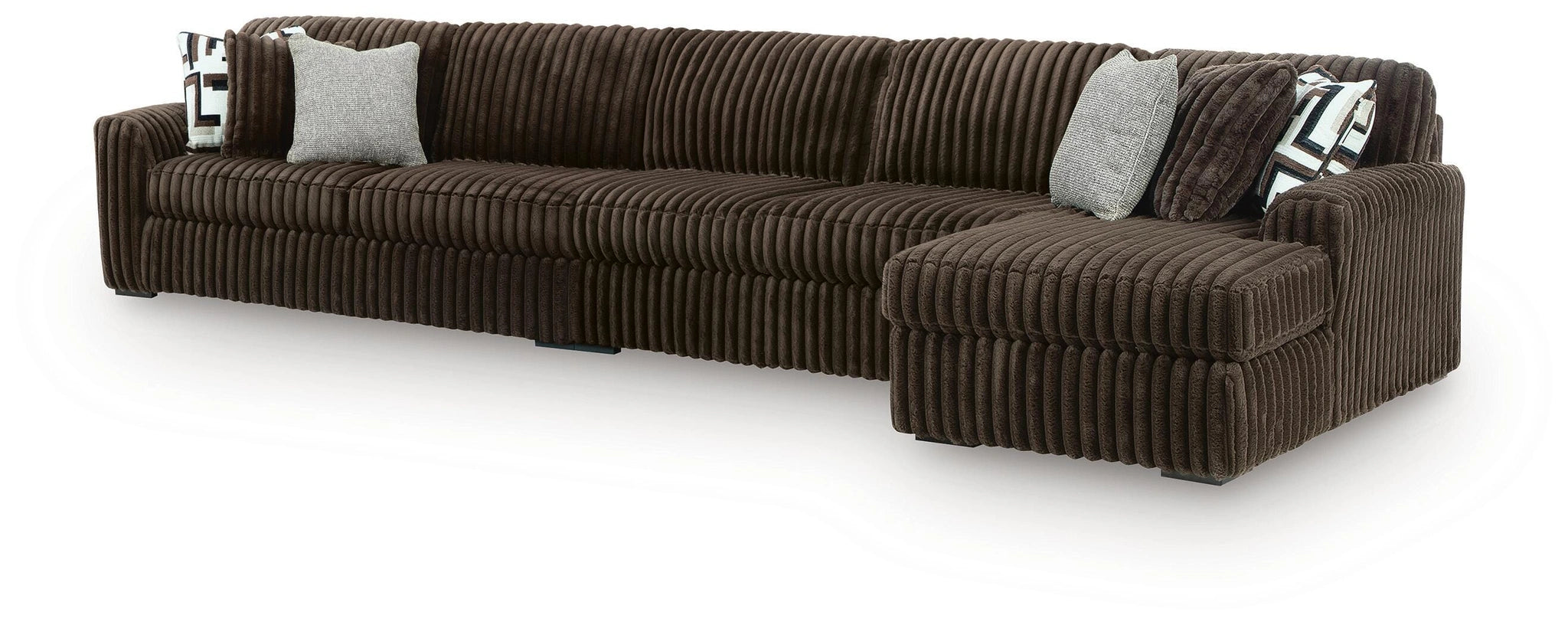 Midnight-Madness Sectional with Chaise - Chocolate