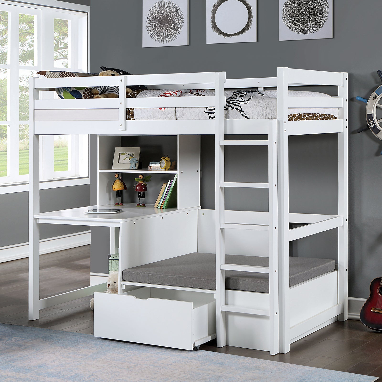 CALLISTUS Twin Workstation Loft Bed, White image