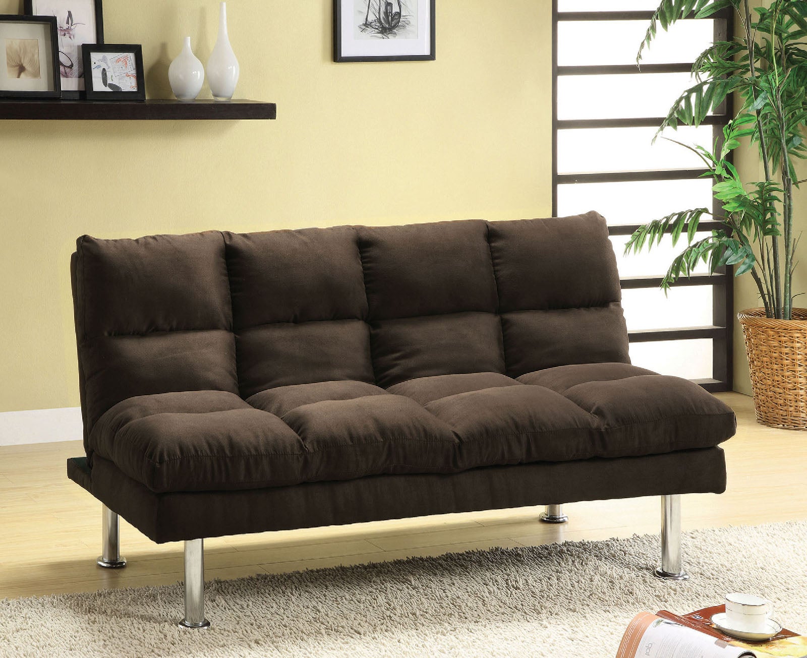 Saratoga Espresso/Chrome Microfiber Futon Sofa Espresso image