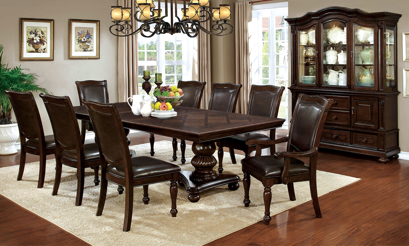 Alpena Brown Cherry 9 Pc. Dining Table Set (2AC+6SC) image