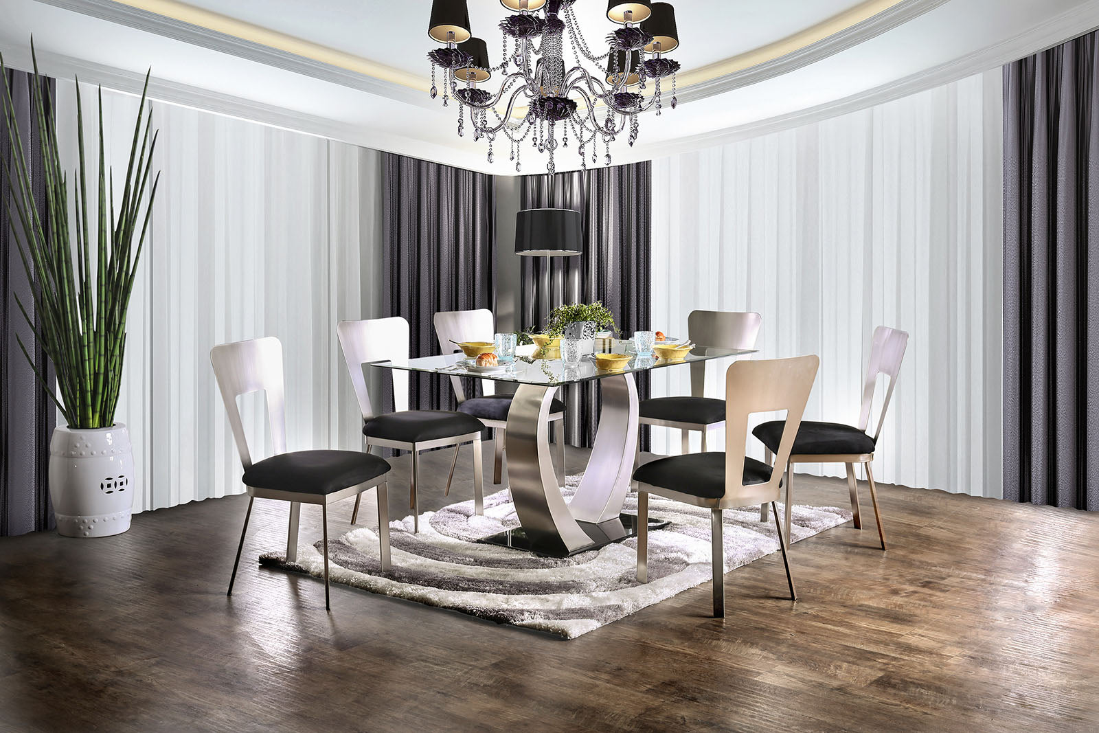 NOVA Silver/Black Dining Table Set