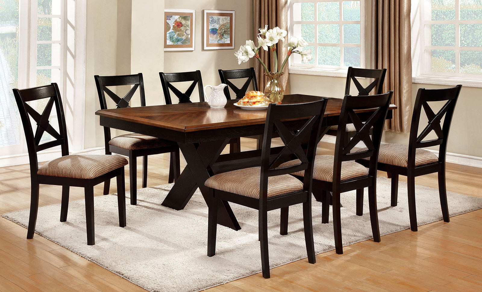 Liberta Dark Oak/Black 7 Pc. Dining Table Set