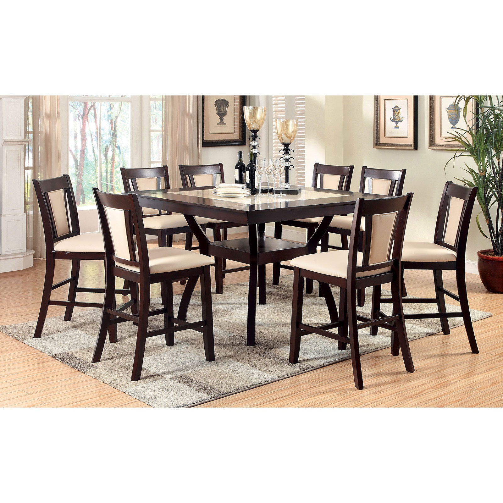 BRENT II Dark Cherry 9 Pc. Counter Ht. Dining Table Set image