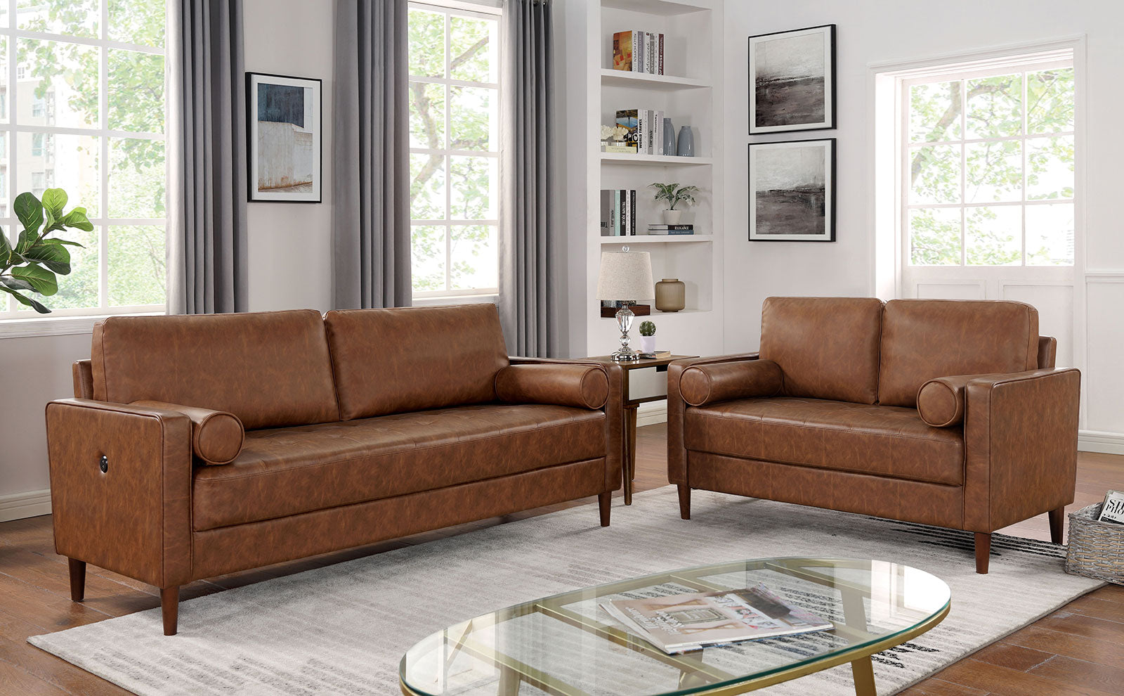 HORGEN Sofa + Loveseat, Cognac image