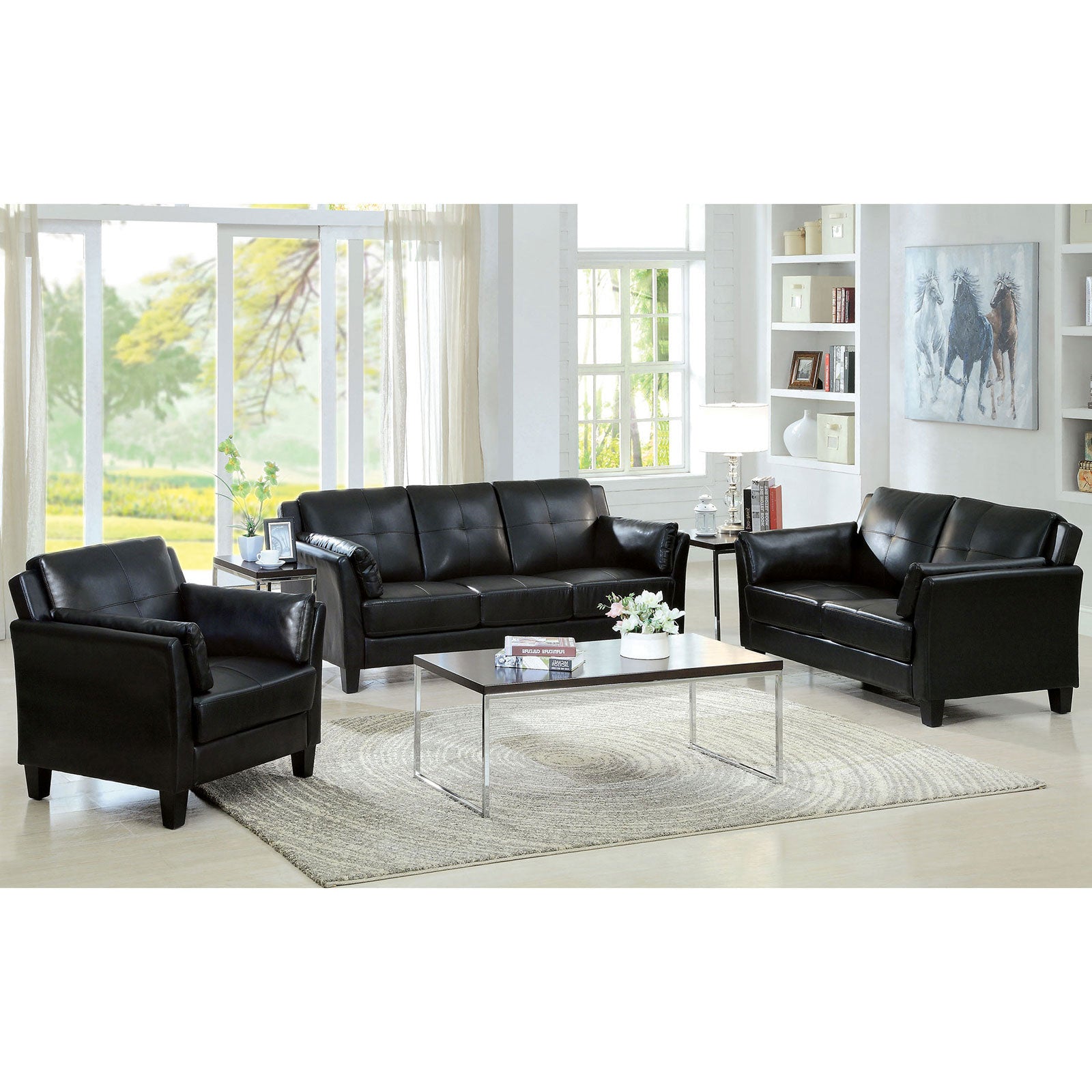 PIERRE Sofa + Love Seat + Chair, Black image