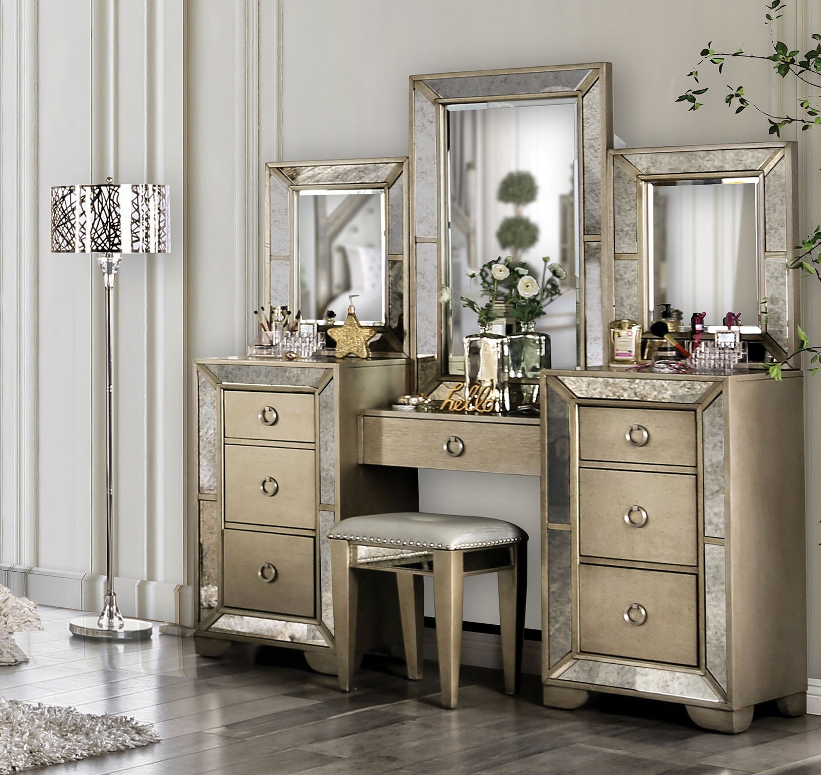 champagne dressing table Amazon.com: Jingzai202405 Modern Dressing Table Modern Vanity Desk, Makeup Vanity with Mirror and Spacious Drawers, Makeup Desk with Cabinet, Dressing Table with Makeup Stool Vanity Table(Champagne Color,120cm) : Home & Kitchen