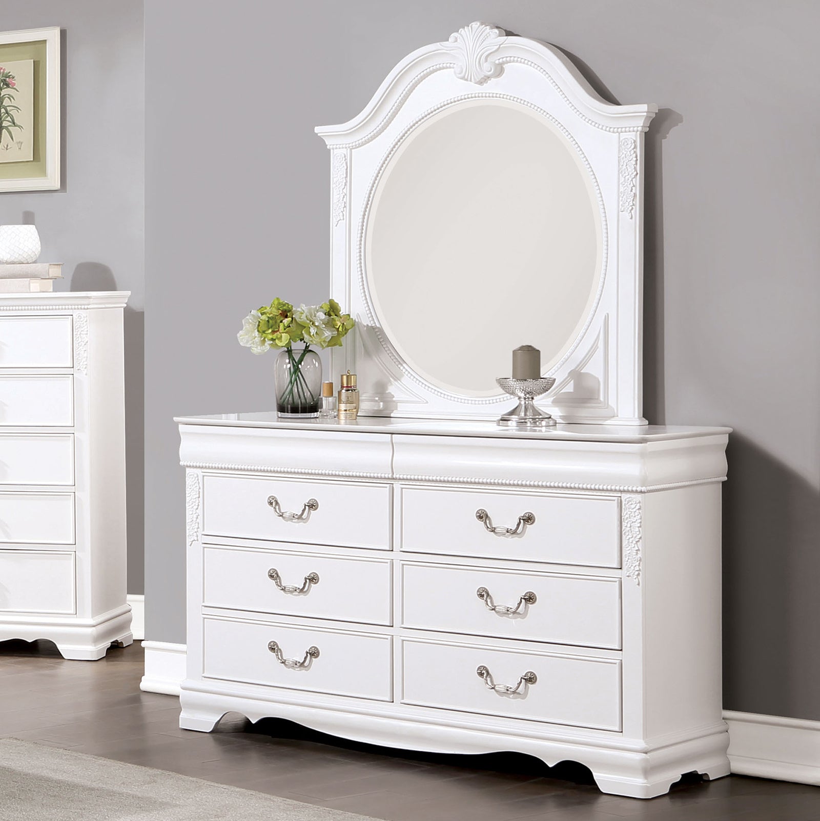 white christmas dresses Felicity - 6-Drawer Dresser With LED Mirror main image 1