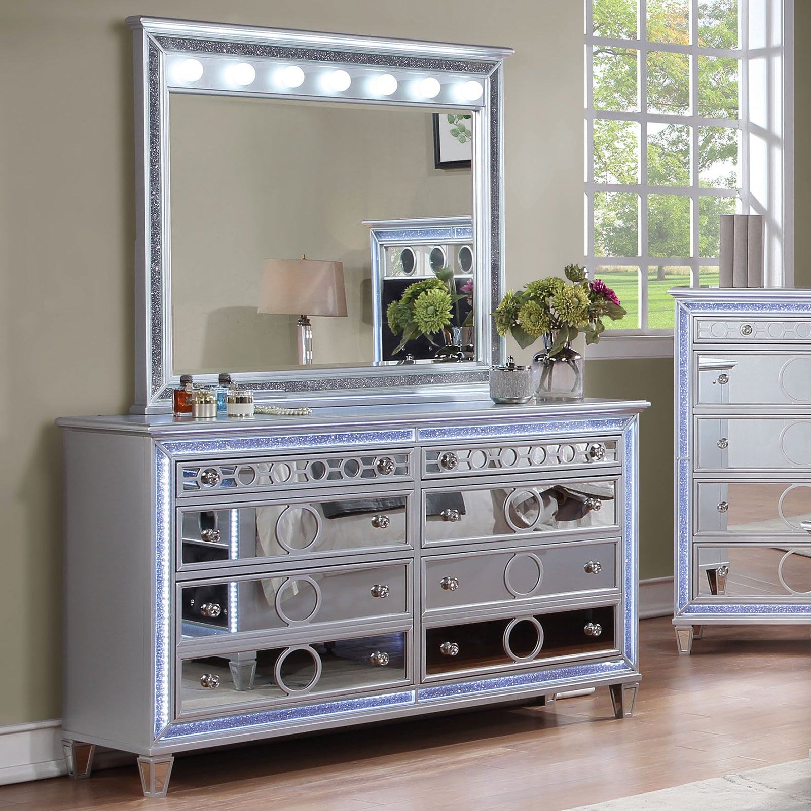 white christmas dresses MAIREAD Dresser w/ LED, Silver