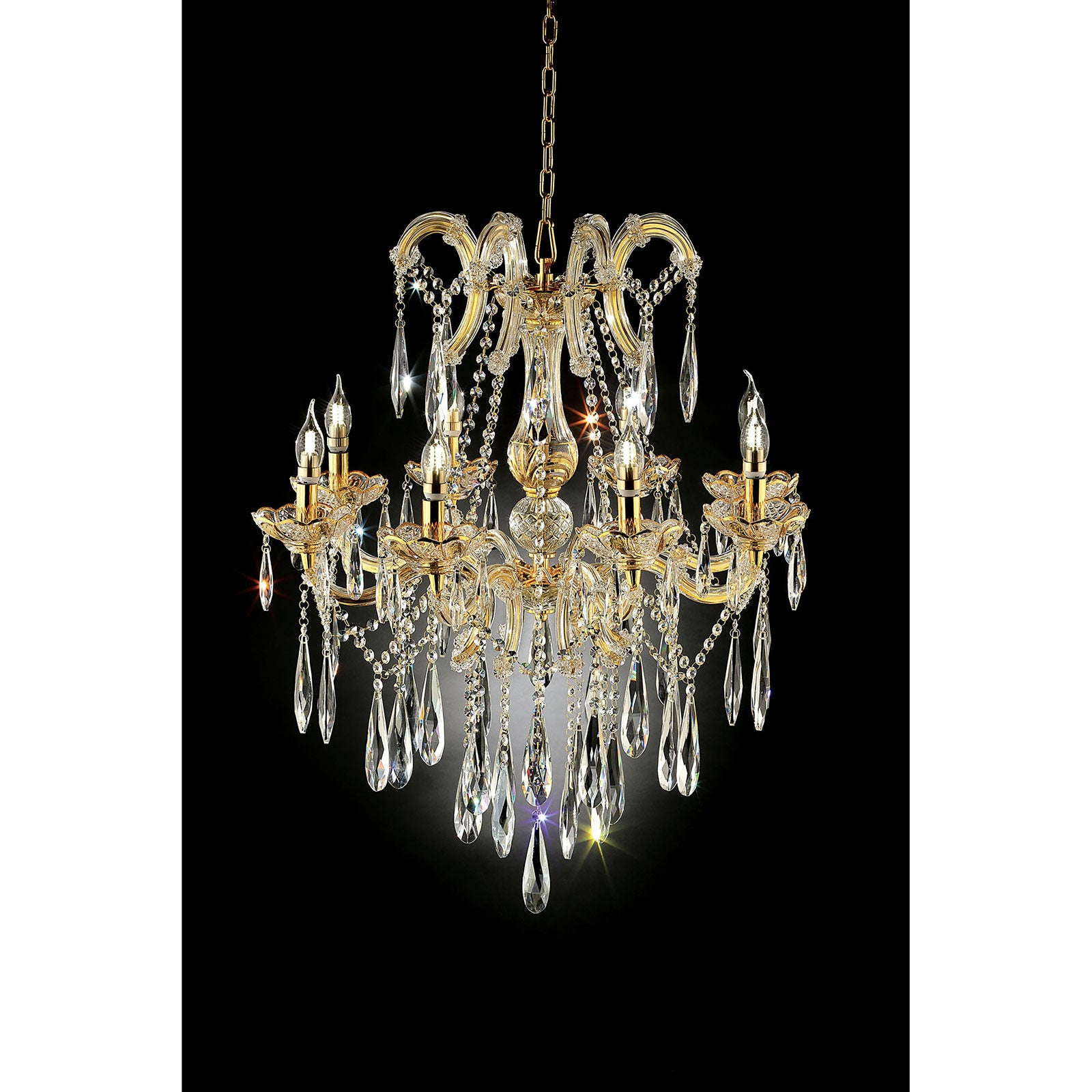 Christiana Gold 35"H Ceiling Lamp Gold, Hanging Crystal image