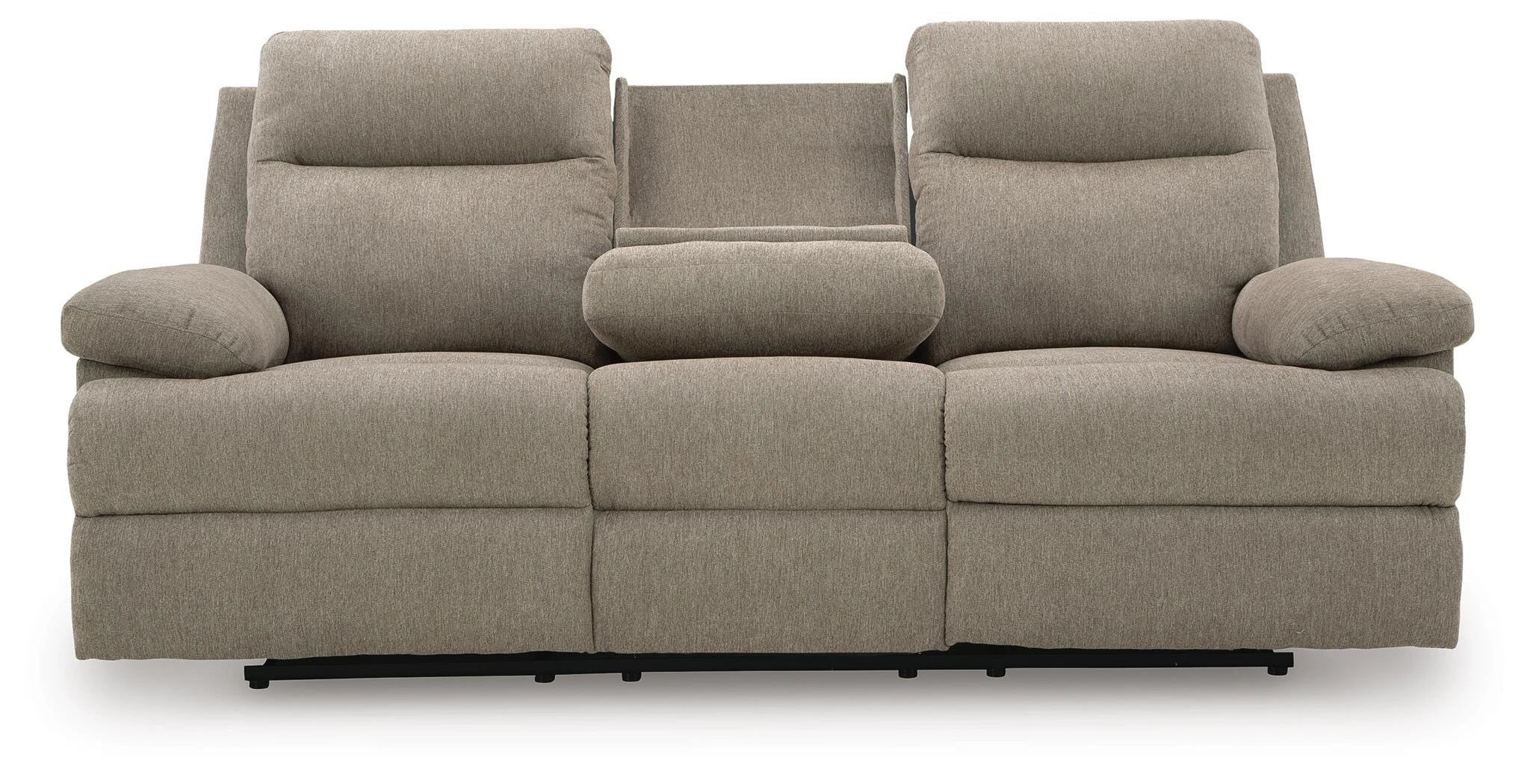 Side-Swipe Reclining Sofa with Drop Down Table
