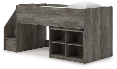 Frandern Loft Bed with Bookcase Storage