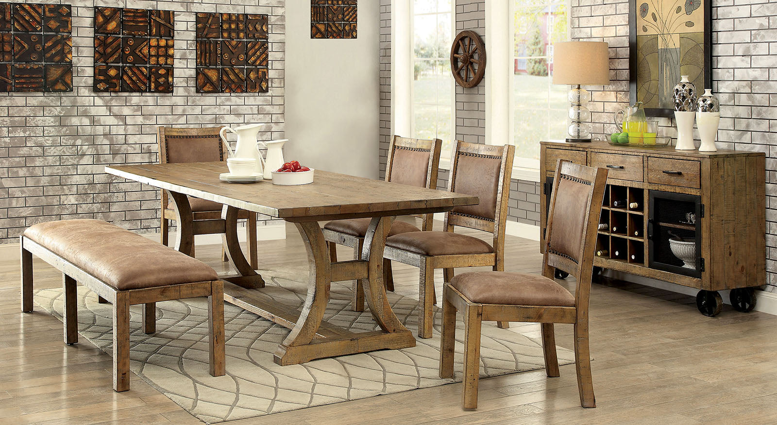 GIANNA Rustic Pine 96" Dining Table image