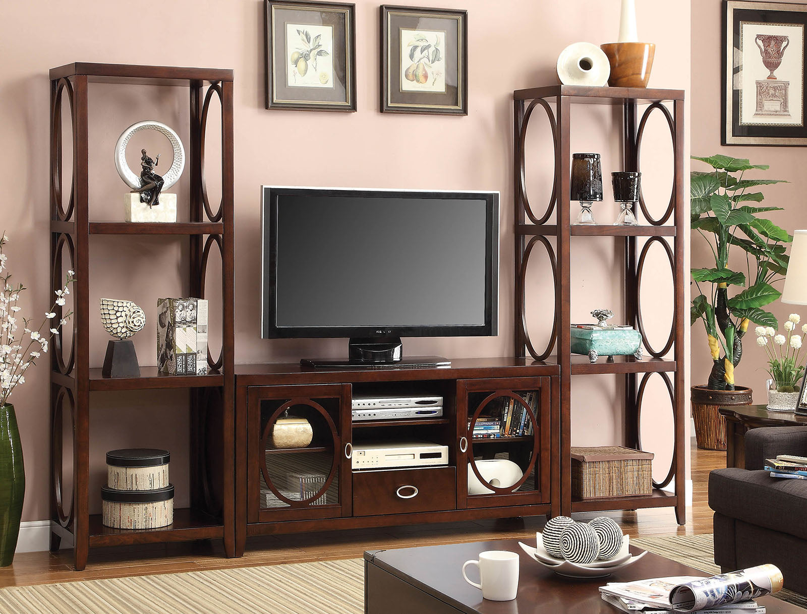 Melville Cherry TV Console + 2 Pier Cabinets image