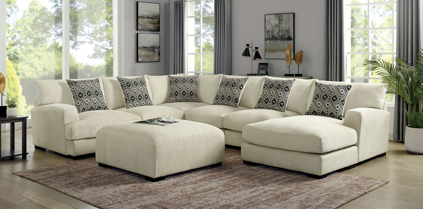 KAYLEE U-Shaped Sectional + Ottoman, Right Chaise image