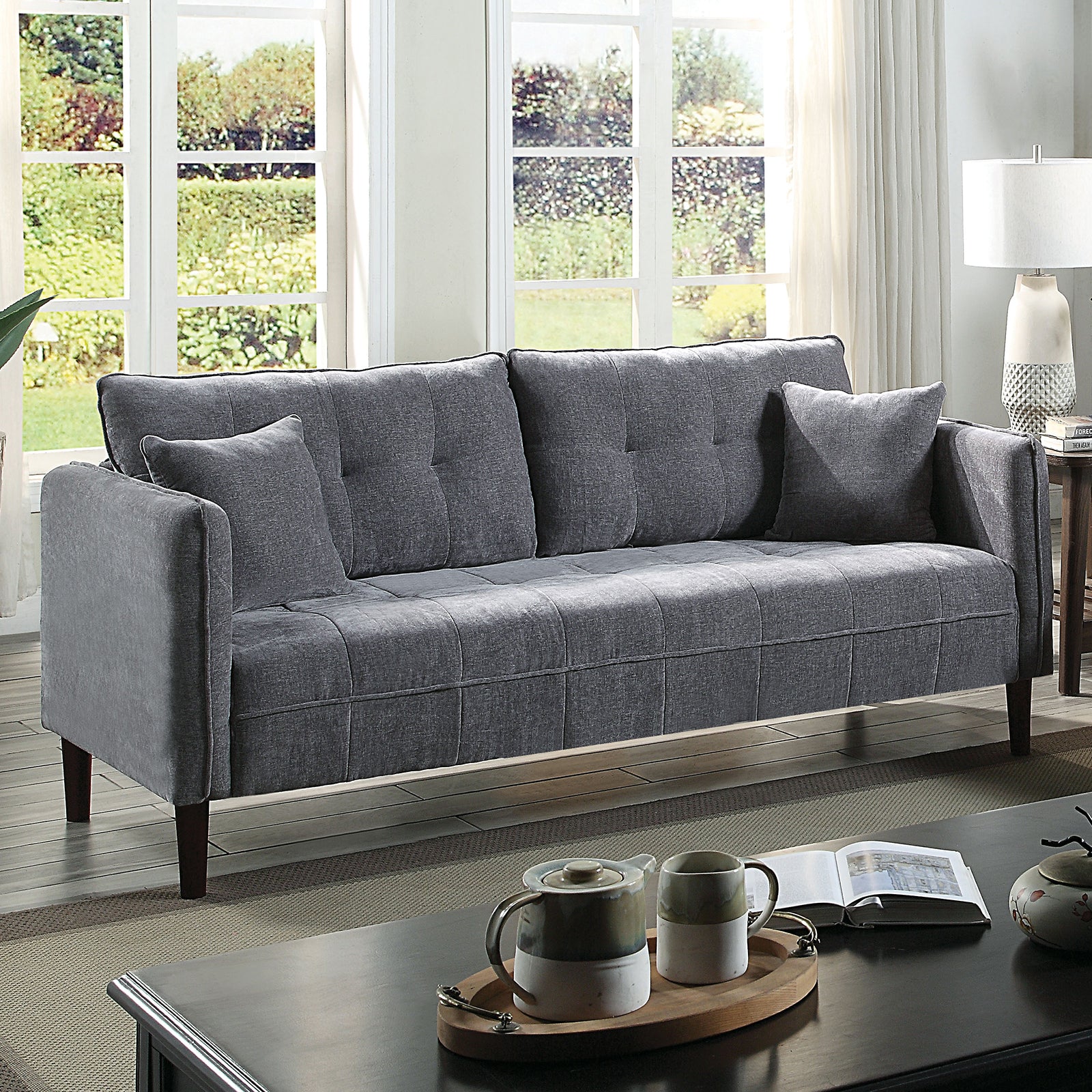 LYNDA Sofa w/ Pillows, Dark Gray image