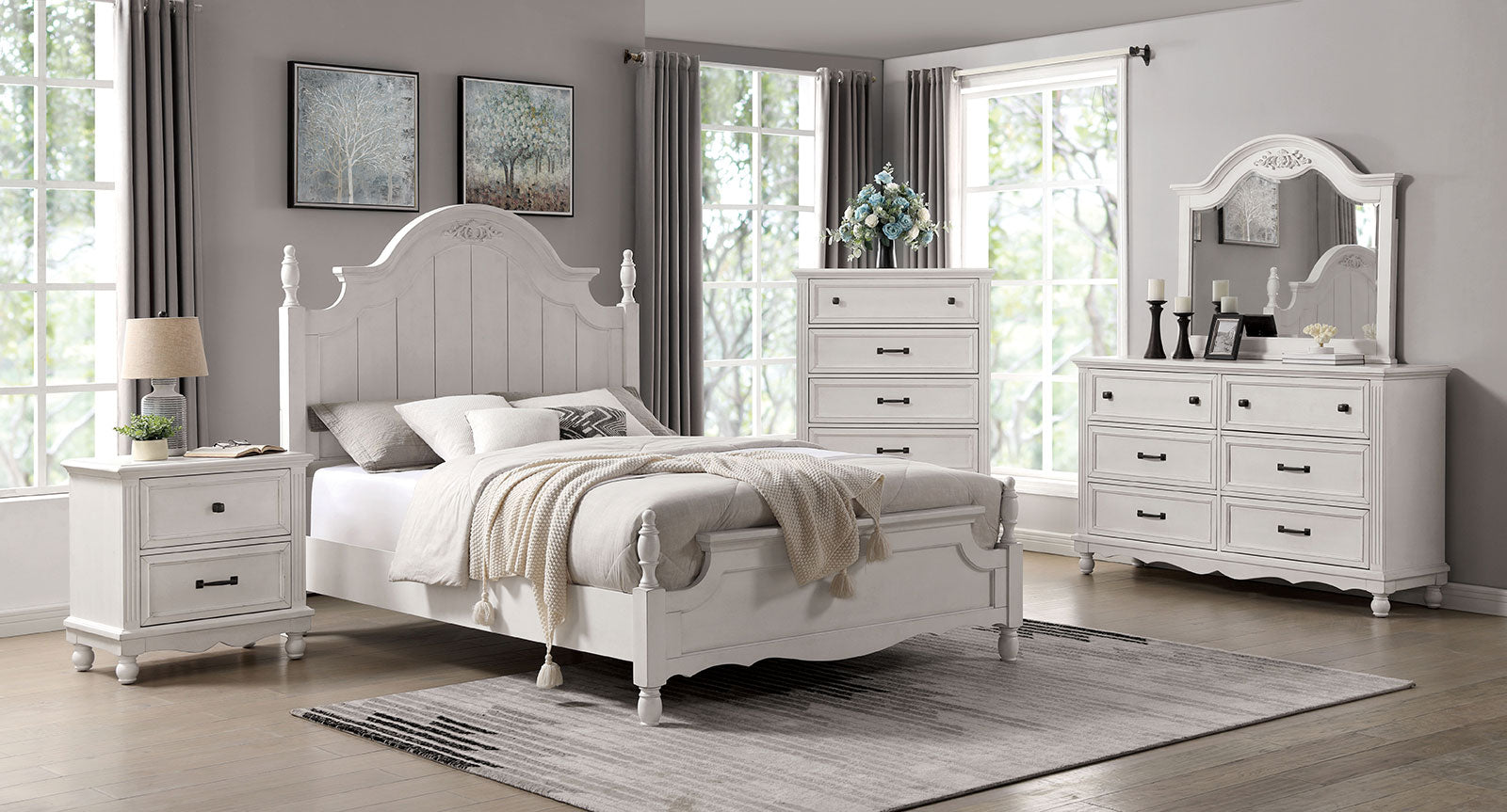 GEORGETTE Queen Bed + 1NS + Dresser + Mirror image
