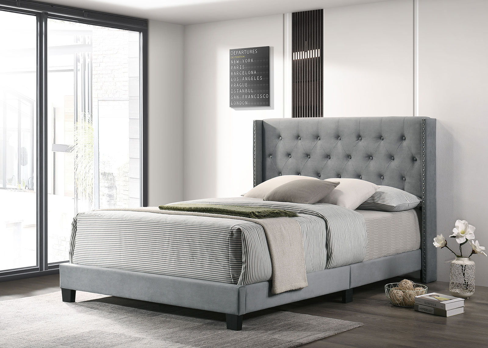 JENELLE Queen Bed, Light Gray image