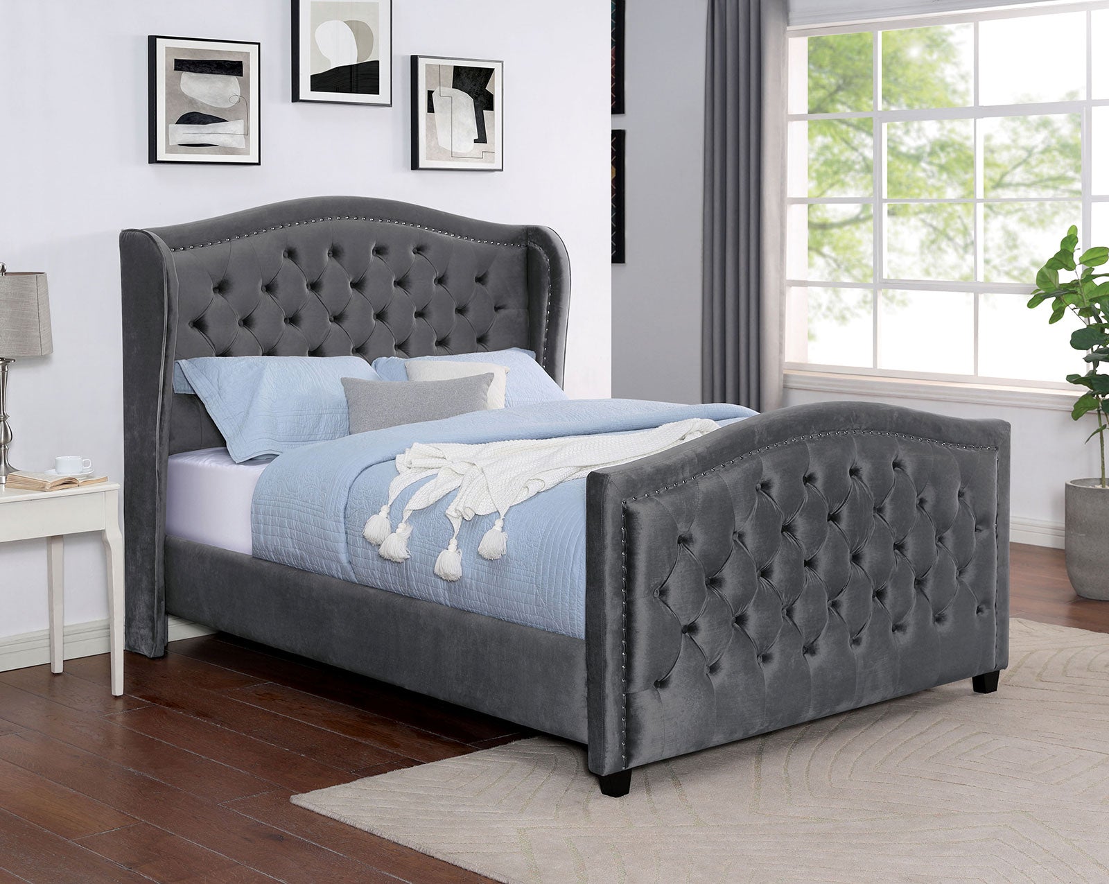 KERRAN Queen Bed, Dark Gray image
