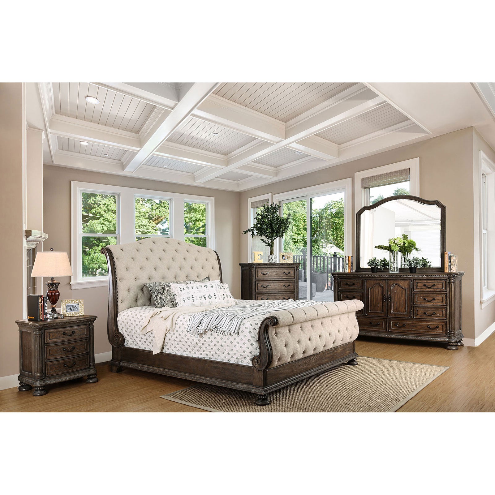LYSANDRA Rustic Natural Tone 5 Pc. Queen Bedroom Set w/ Chest image