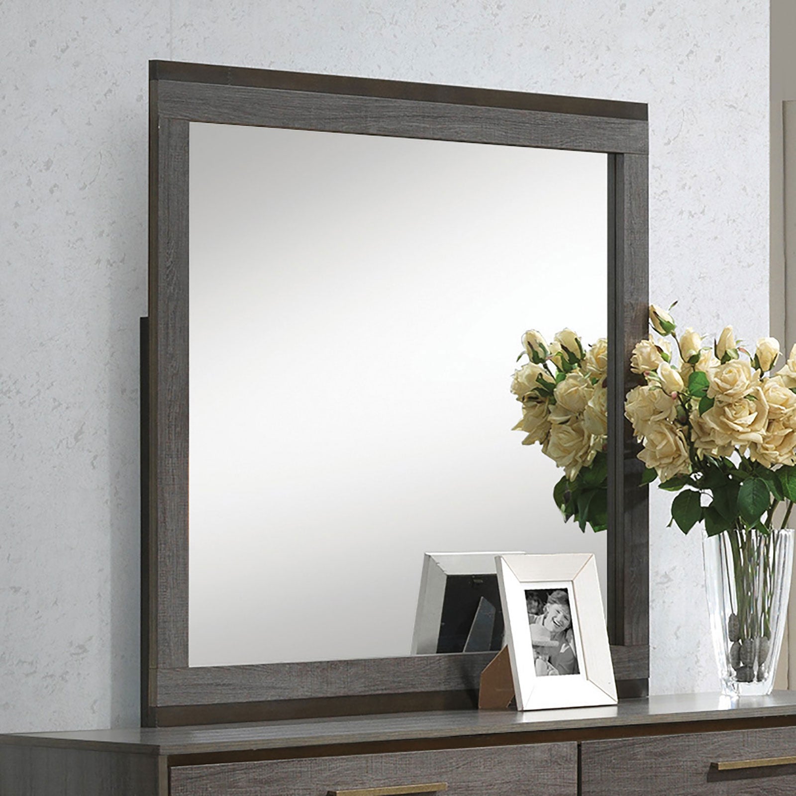 MANVEL Two-Tone Antique Gray Mirror image