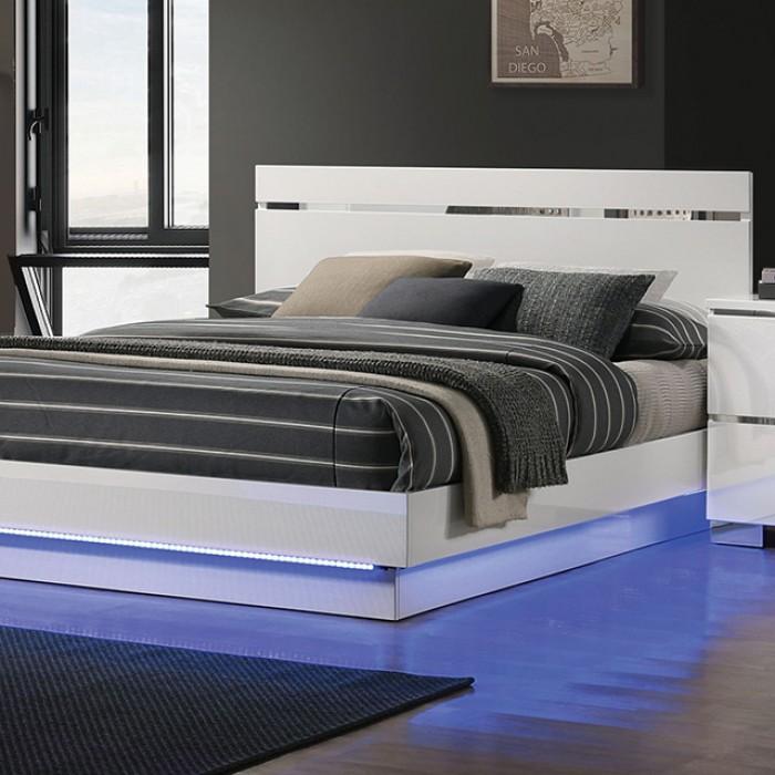 ERLACH Queen Bed, White/Chrome image